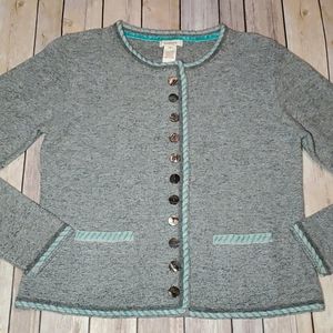 Sundance Grey Merino Wool Button-Up Cardigan